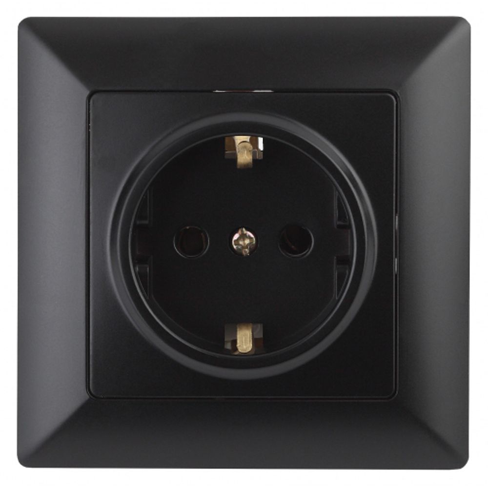 Розетка Intro Solo 4-202-05 с заземлением 2P+E Schuko, 16А-250В, IP20, СУ, антрацит | Intro Solo