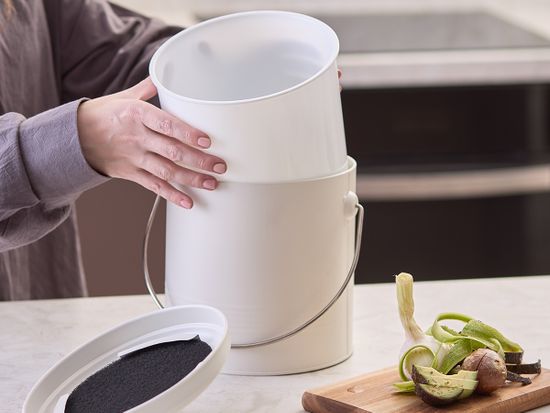 Контейнер для пищевых отходов с фильтром irmel, 3,5 л, молочный