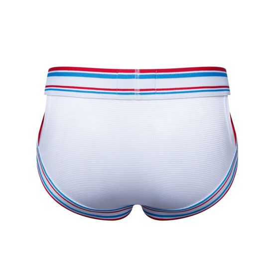 Мужские трусы брифы белые с вырезами по бокам JOCKMAIL JM2024-1