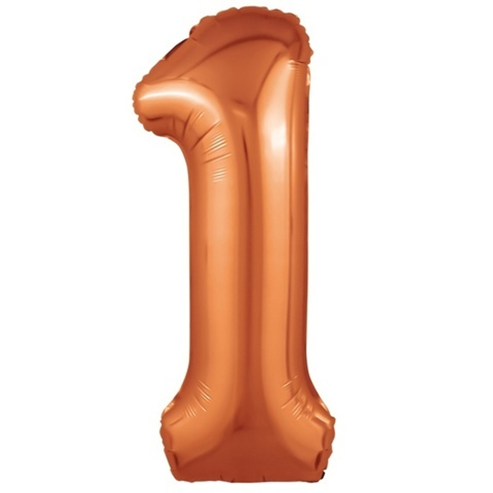 Аг 40''/102 см, Цифра Slim Папайя/Оранжевый "1" (надутый гелием)