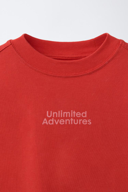 ZARA ФУТБОЛКА С НАДПИСЬЮ, КРАСНЫЙ