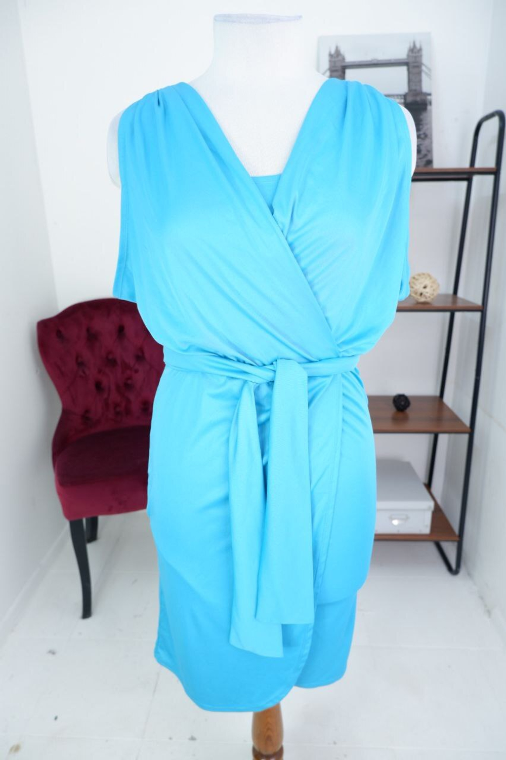 Платье голубое романтичное 42-44 размер