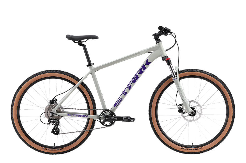 Велосипед 27,5" Stark'24 Hunter 27.3 HD р.16" серый/фиолетовый