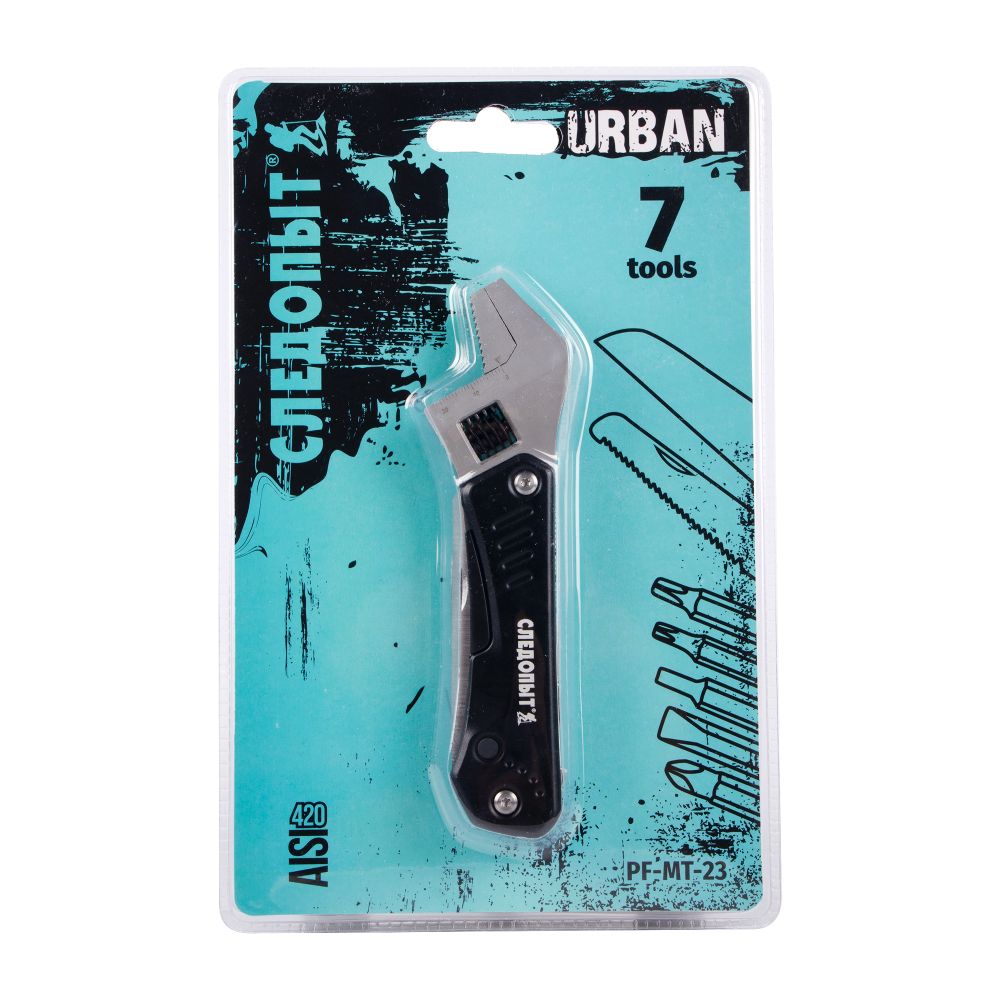 Мультитул (гаечный ключ) &quot;СЛЕДОПЫТ-URBAN&quot;, 160х40х18 мм, 7 предметов, с набором бит, в чехле, в коро
