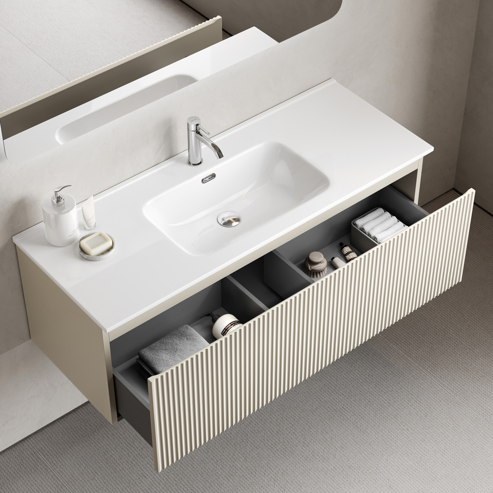 Тумба подвесная Sancos Snob R 1.0 с одним ящиком 1195х445х406, Beige Soft, SNR1.0120CE