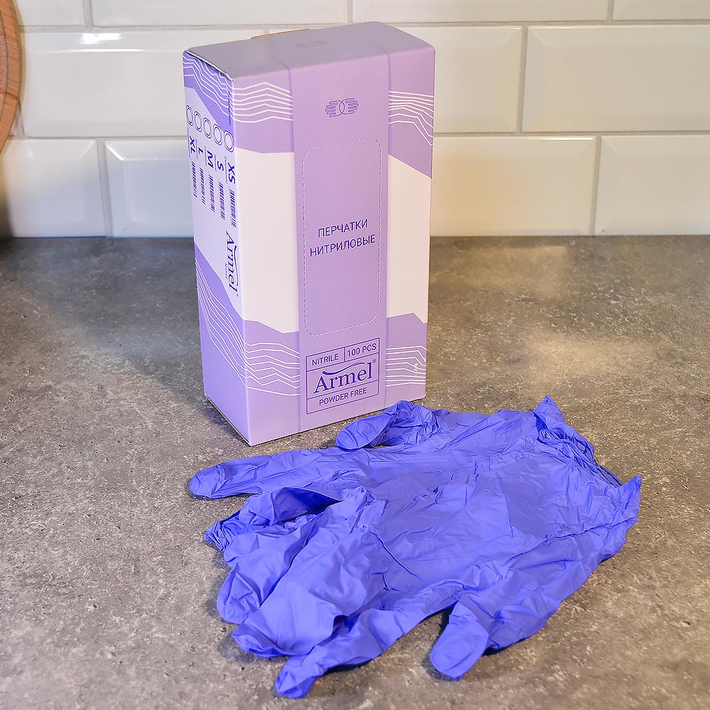 Перчатки нитриловые XL неопудренные (90шт), голубые