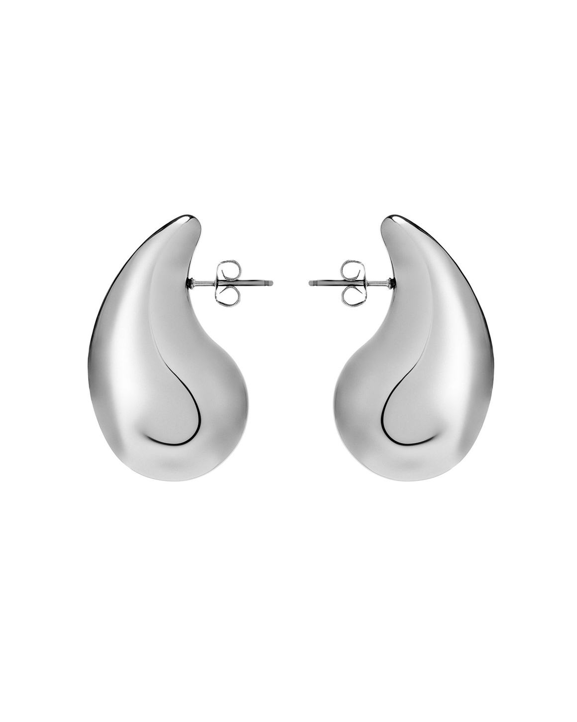 Серьги гладкий металл капля, серебро