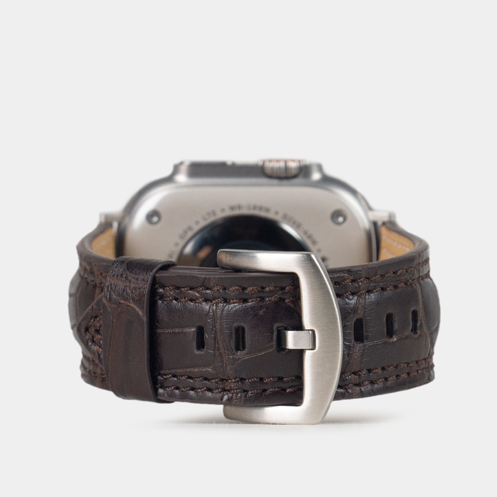 Ремешок для Apple Watch Ultra 49mm из кожи аллигатора, коричневого цвета