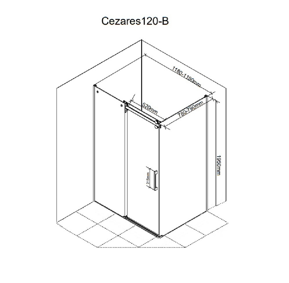 Душевое ограждение Ceruttispa ЧЕЗАС (CEZA'S) 120 (90x120x195)