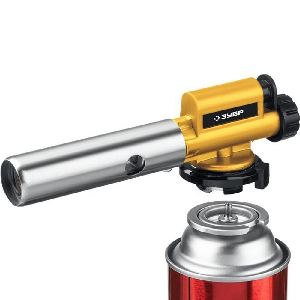 Цельнометаллическая газовая горелка с пъезоподжигом ЗУБР, 1300C.