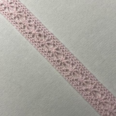 Тесьма вязаная ш.15мм, цвет бледно-розовый