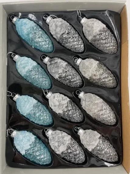 Набор стеклянных шишек Лесная прохлада 10*5 см.,12 шт., Christmas DeLuxe (13117)