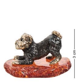 AM-1748 Фигурка «Бельгийский гриффон» (латунь, янтарь)