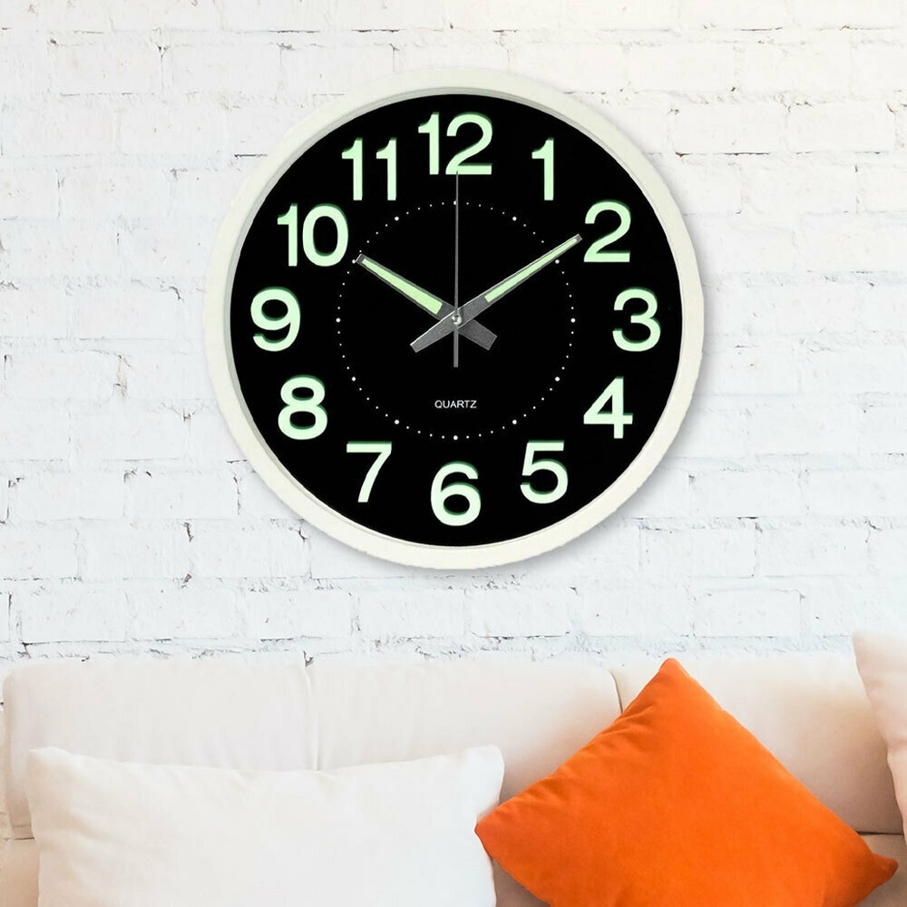 Часы настенные круглые d30см "Светящиеся", корпус белый