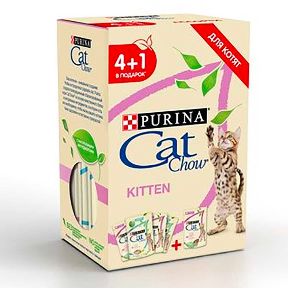 Cat Chow набор 4+1 консервы для котят (индейка+ягненок) 5х85 г