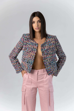 Брюки карго из крепа с накладными карманами, пудровый