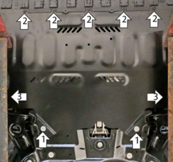 Усиленная защита картера двигателя и КПП (2 мм, сталь) для Changan UNI-V 2021-, Lamore 2023- Motodor.77208