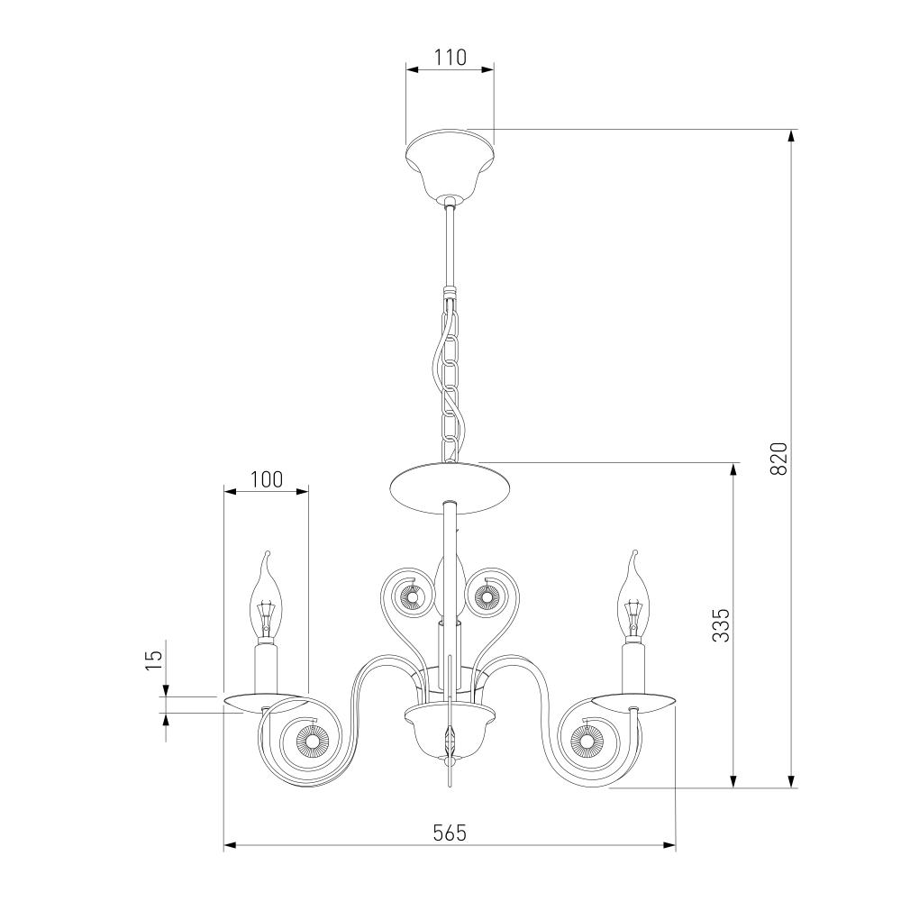 Классическая подвесная люстра 60018/3 белый с золотом