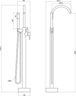 Напольный смеситель для ванны с душем STWORKI Лунд S25130CR хром