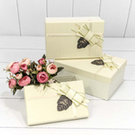 Коробка 23х16х9.5 см Набор 3 шт "For You" с бантом (Бежевый)