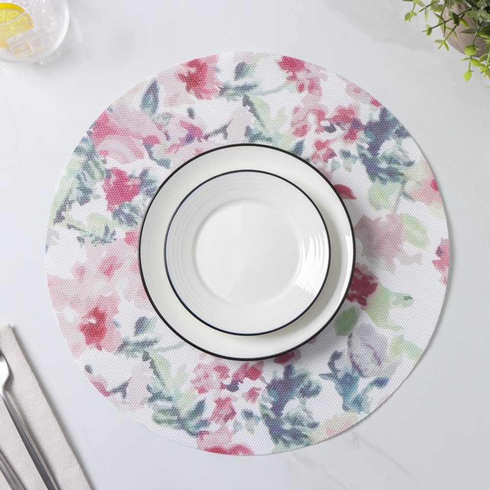 Салфетки сервировочные на стол Доляна «Акварель. Круг», 4 шт., d=38 см