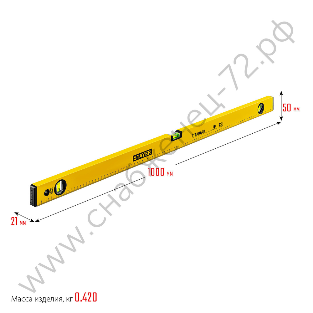 STAYER STANDARD, 1000 мм, с линейкой, уровень (3460-100)