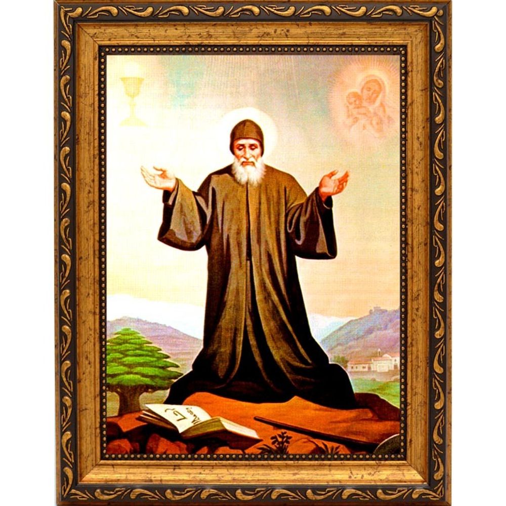 Шарбель Святой священник и монах. Ростовая икона на холсте.