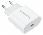 Сетевая зарядка с поддержкой быстрой зарядки PD+QC3.0 3А 18Вт USB-C BOROFONE BA61A