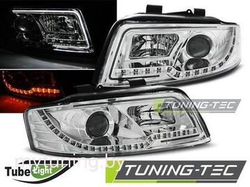Передние фары led tube lights chrome для Audi A4 B6