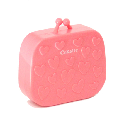 Дорожный набор для контактных линз CnKaite розовый с сердечками