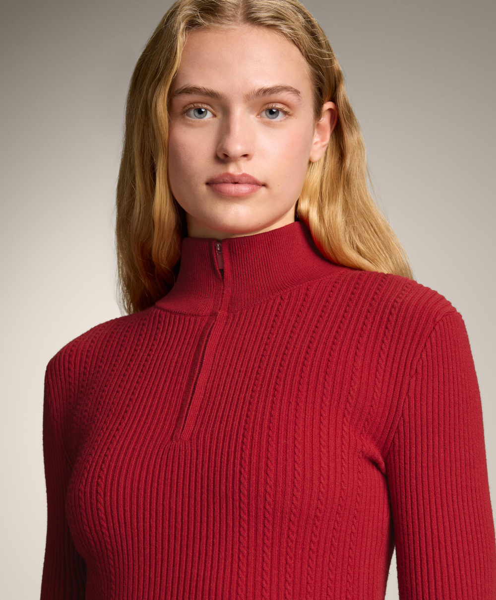 Oysho Термофутболка Base Layer с вязаным узором, красный