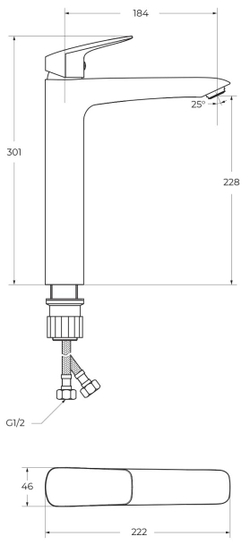Cмеситель для накладных раковин BelBagno MARINO-LMC-CRM-W0 без донного клапана