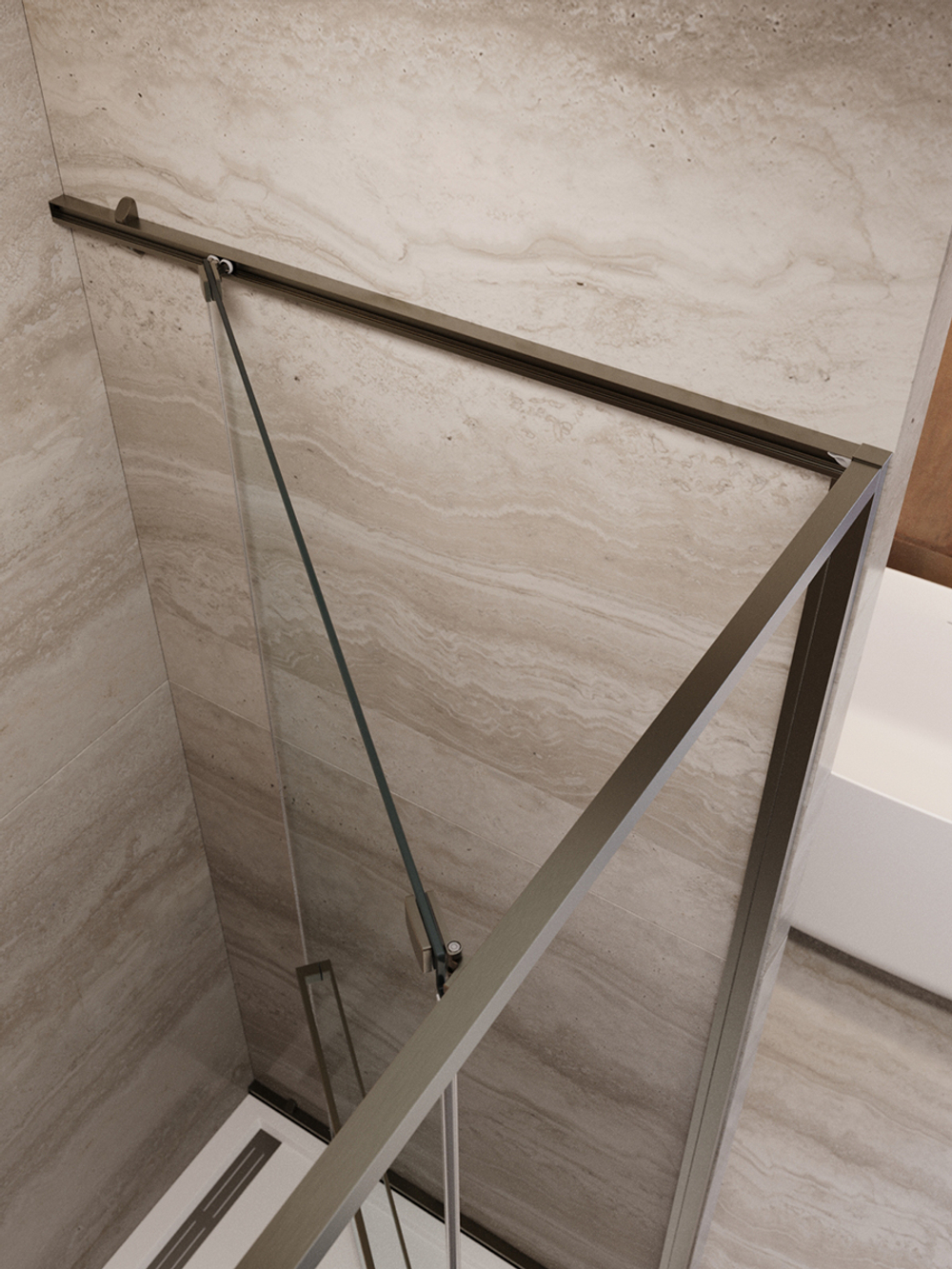 Душевая дверь Cezares LUX-B-FS-1-80-C-GM, 80х195, профиль оружейная сталь, стекло прозрачное