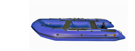 Лодка ПВХ X-River Rocky 395 НДВД + усиленное дно и баллон, синий/фурнитура черная