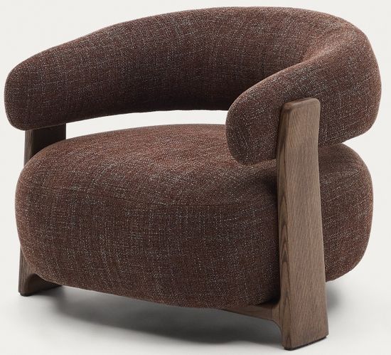 Granite Кресло из коричневого шенилла и массива ясеня в отделке орех Испания La Forma