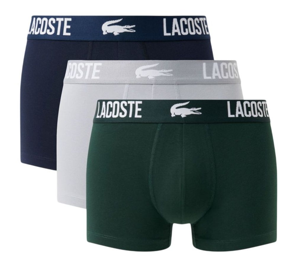 Боксерки теннисные Lacoste Stretch Cotton Trunks 3P - sinople/elephant grey/navy blue