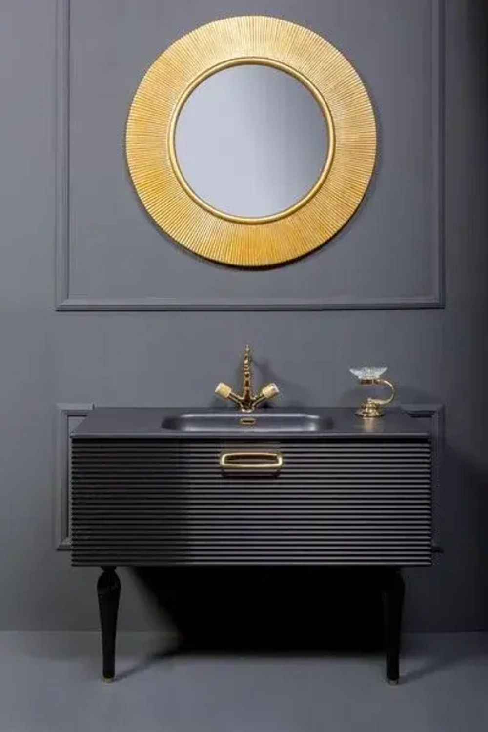 Тумба Armadi Art Linea 100 черная + золото 842-100-BG