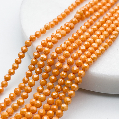 Фианит "матовый" (кубический цирконий), цвет оранжевый, размер около 3 мм, цена за нить 38 см