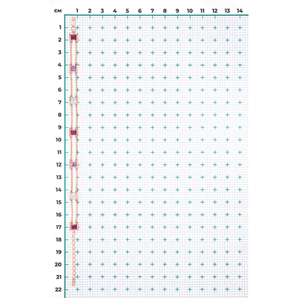 Браслет из красного золота с миксом камней