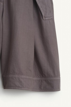 ZARA ШОРТЫ-БЕРМУДЫ ИЗ СМЕСИ ХЛОПКА И 23% ЛЬНА, СЕРЫЙ/СИНИЙ