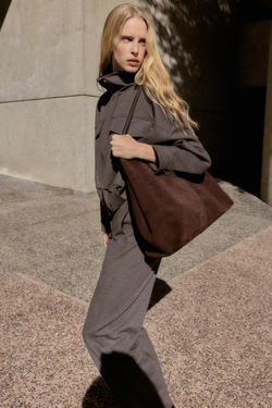 ZARA БОМБЕР С ВОРОТНИКОМ-СТОЙКОЙ, КОРИЧНЕВЫЙ МЕЛАНЖ