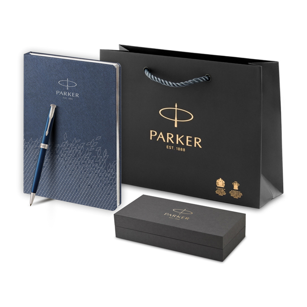 Подарочный набор: Шариковая ручка Parker Sonnet + ежедневник синий