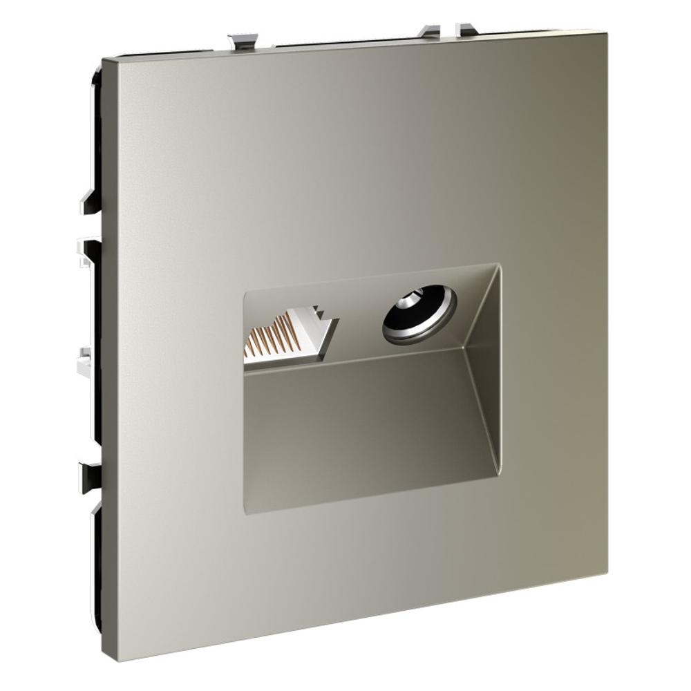 Розетка телевизионная встраиваемая VOLTUM S70 TV+RJ45 кат. 6, (шелк)