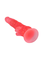 Розовый фаллоимитатор с лепестками у присоски - 18,5 см. (Цвет: розовый)