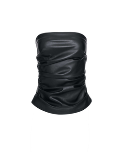 Топ с драпировками из экокожи черный