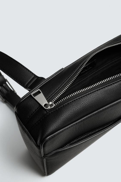 ZARA ВЕРТИКАЛЬНАЯ СУМКА ИЗ РЕЛЬЕФНОЙ ТКАНИ, ЧЕРНЫЙ