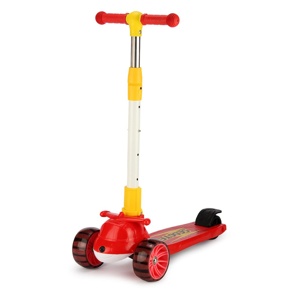 Самокат 3-колесный 56*28*83см，с музык.светом，складной，перед.колеса PU，зад.колесо PVC, 702