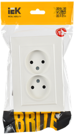 BRITE Розетка 2-местная без заземления с защитными шторками 10А в сборе РСш12-2-БрБ белый IEK