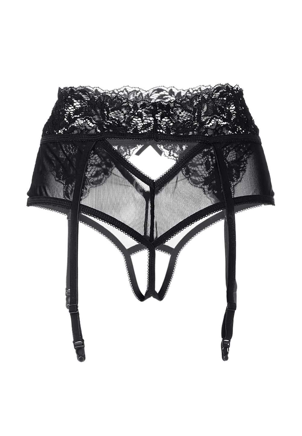 Эротические трусики-пояс Erolanta Lingerie Collection c высокой посадкой черные (46-48)