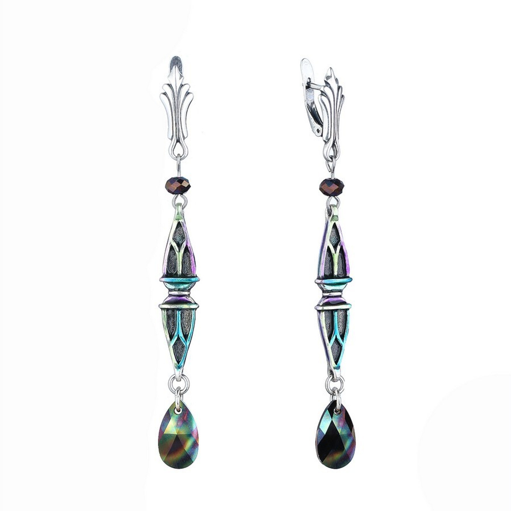 "Бахария" серьги в серебряном покрытии из коллекции "Египет" от Jenavi с английским замком